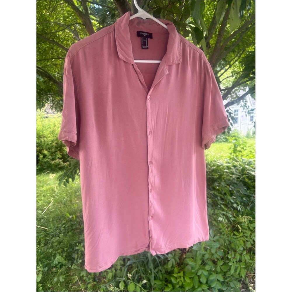 Forever 21 Dusty Rose Short-Sleeve Button-Down Shirt